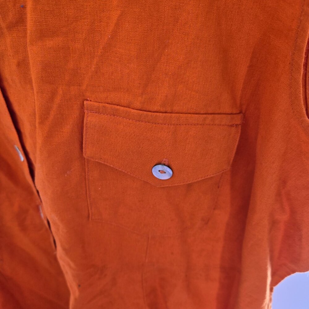 Vintage Caran New York Orange Linen/Cotton Sleeveless Mini Dress Size 3x - Picture 9 of 15